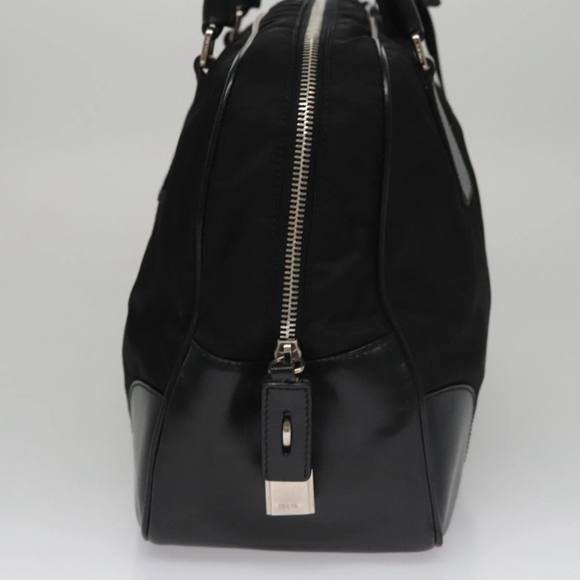 PRADA Shoulder Bag Nylon Leather Black Silver Auth 109083 - Picture 4 of 16